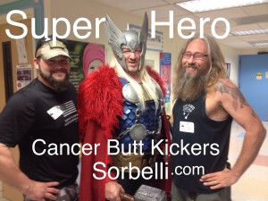 Super Hero Cancer Killers Infantryman Ted Shudack, Thor & Papa Sorbelli at Miami Children's Hospital